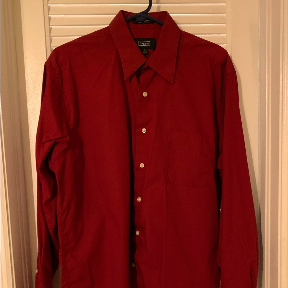 2 Mens large Haggar button up dress shirts